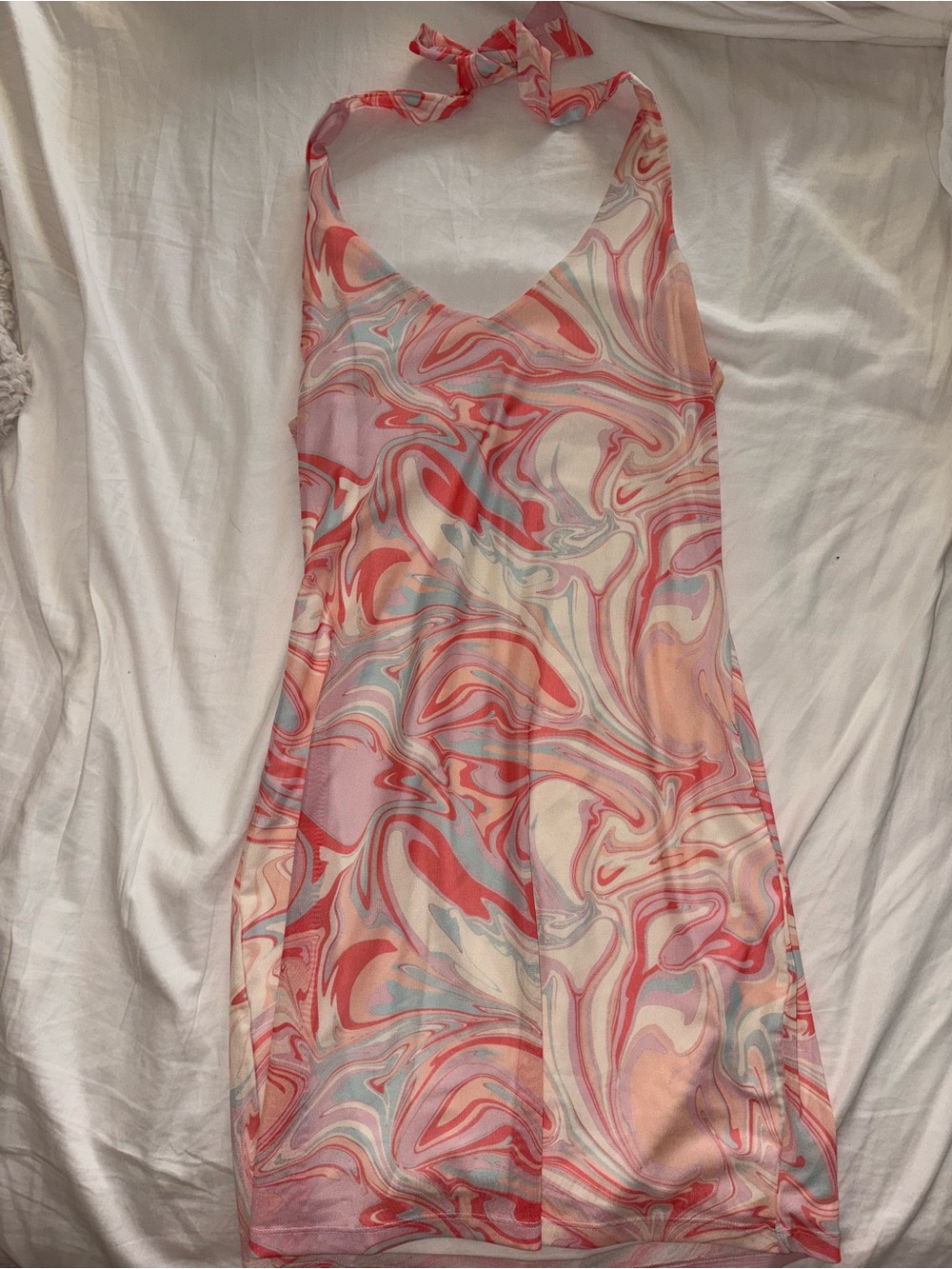 SO Pink Marble Halter Mini Dress